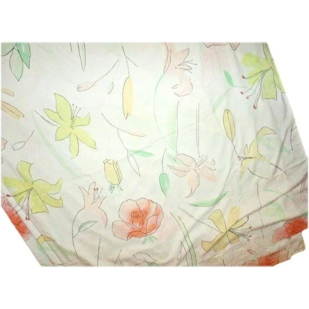 LADY PEPPERELL Vintage Pencil Sketch Floral Pink Green 3PC Twin Sheet Set